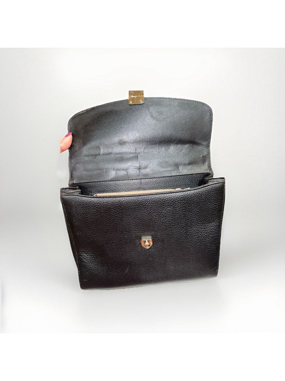 Burberry Leather Top Handle Satchel Bag With Nova Check Lining with COA - Picture 8 of 16